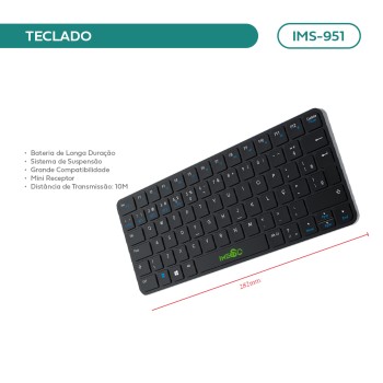 Teclado S/ Fio Silencioso Imenso IMS-951