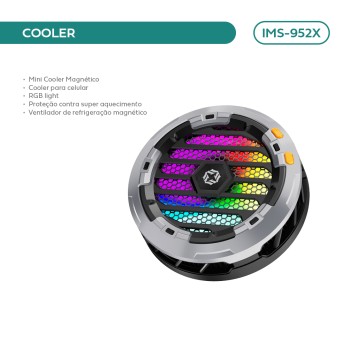 Cooler Magnético Imenso Silencioso 30w Rgb Cor Preto IMS-952X