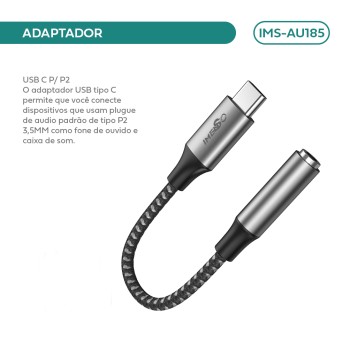 Cabo Adaptador Imenso Usb-c Para P2 3,5mm IMS-AU185