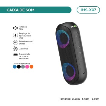 Caixa De Som Portátil Imenso Preta IMS-X07