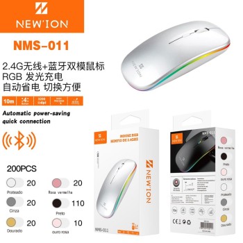 Mouse sem fio rgb luz led