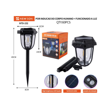 Luminária solar poste de jardim
